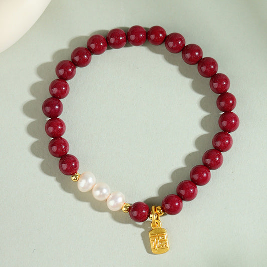 Natural Purple Gold Cinnabar Bracelet | Wealth & Protection Spiritual Talisman