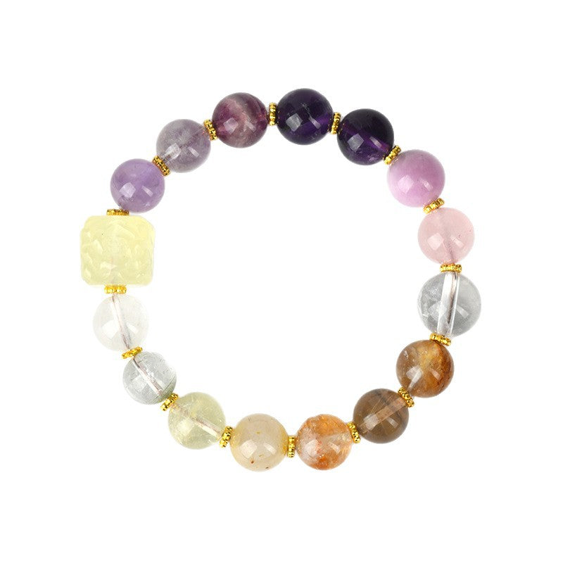 Lemon Yellow Crystal Phoenix Peony Bracelet | Natural Gemstone Women's Spiritual Jewelry