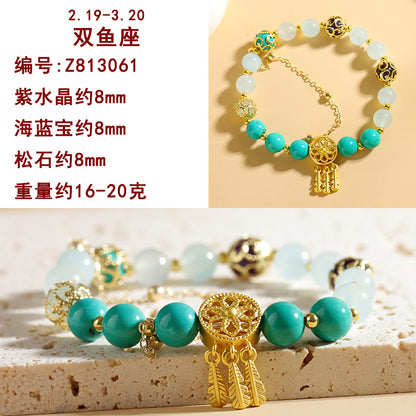 Natural Crystal Zodiac Bracelet - Mystical Astrological Jewelry for Women's Empowerment