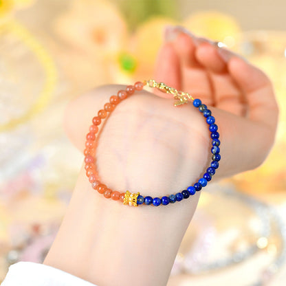 Southern Red Agate Lapis Lazuli Bracelet - Exquisite Petite Women's Spiritual Jewelry for Protection and Wisdom