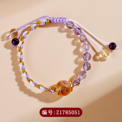 Natural Amethyst Citrine Handmade Braided Bracelet｜Spiritual Energy & Romantic Charm for Women