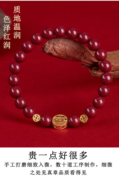 Natural Purple Gold Cinnabar Five Directions Wealth God Bracelet | Wealth Attraction & Protection Talisman