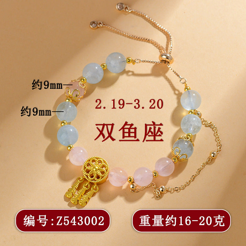 Natural Crystal Zodiac Bracelet - Mystical Energy & Fortune Enhancer for Women