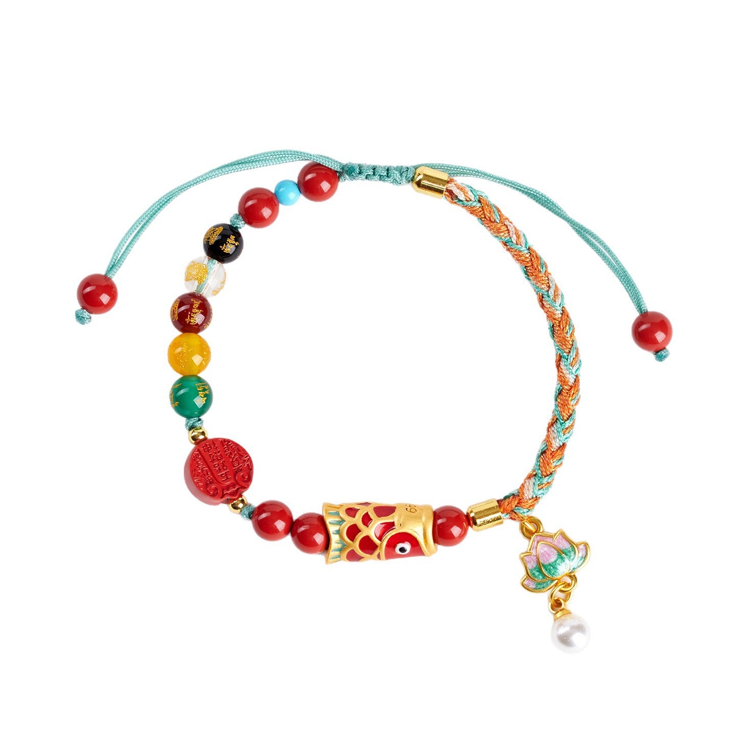 Imperial Red Cinnabar Five-Way God of Wealth Bracelet - Handmade Wealth Amulet