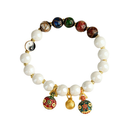 Five Elements Gold-Swallowing Beast Bracelet - Incense Ash Porcelain Longhu Mountain Cultural Creative