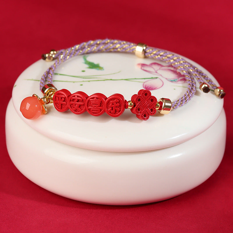 Imperial Red Cinnabar Peace Joy Bracelet | Ancient Handwoven Spiritual Jewelry