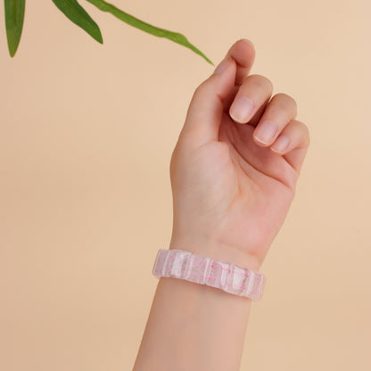 Natural Pink Quartz Crystal Bracelet | Love Harmony Energy Stone Ice Transparent Fashion