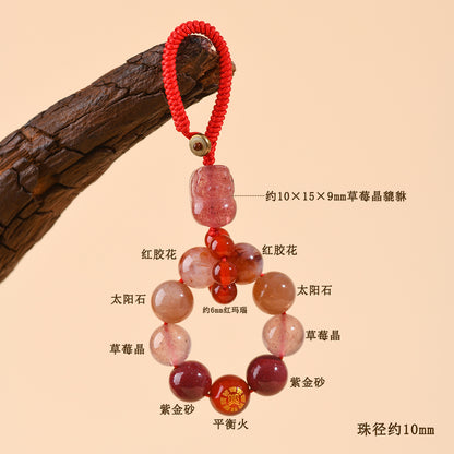 Crystal Five Elements Pixiu Keychain - Fire Energy Boost & Wealth Attraction Chinese Style Pendant