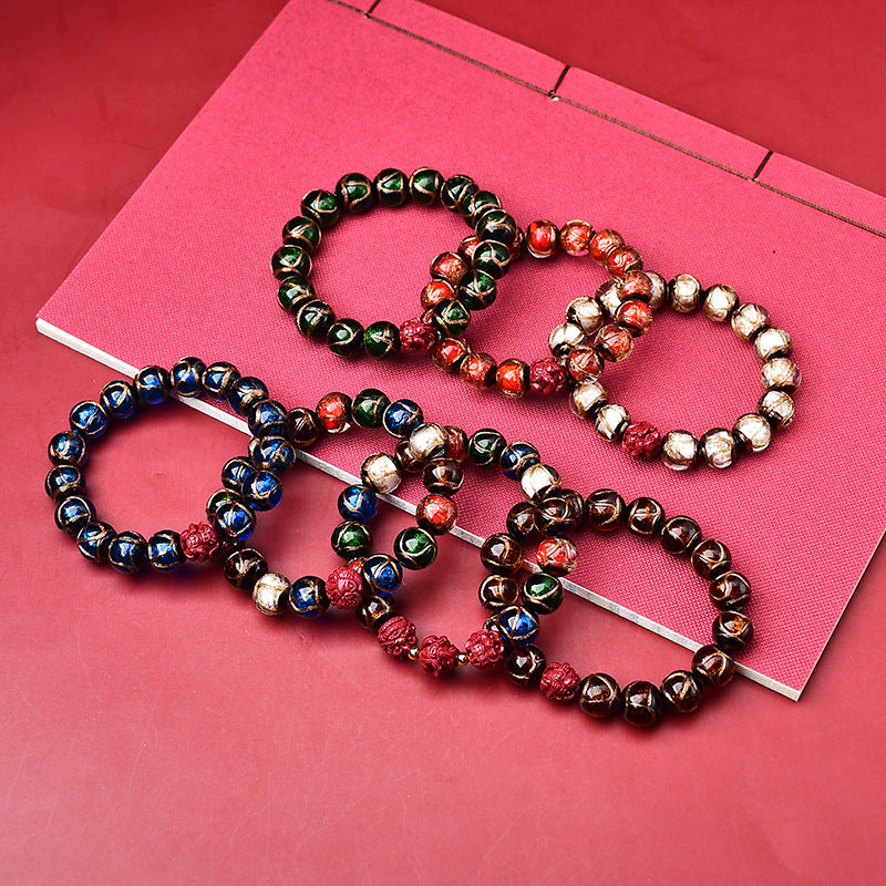 Tiger Year Incense Ash Glazed Bead Bracelet - Mystical Protection and Fortune Talisman