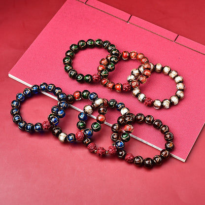 Tiger Year Incense Ash Glazed Bead Bracelet - Mystical Protection and Fortune Talisman