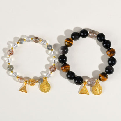Natural Crystal Three-in-One Twelve Zodiac Bracelet 2025 - Couple's Spiritual Harmony Amulet