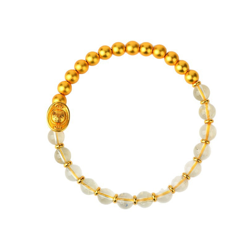 Lemon Yellow Crystal Gold Ingot Bracelet | Wealth & Prosperity Chinese Style Women's Jewelry