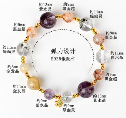 Natural Crystal Multi-Gem Bracelet | Amethyst & Silver Spiritual Protection Talisman