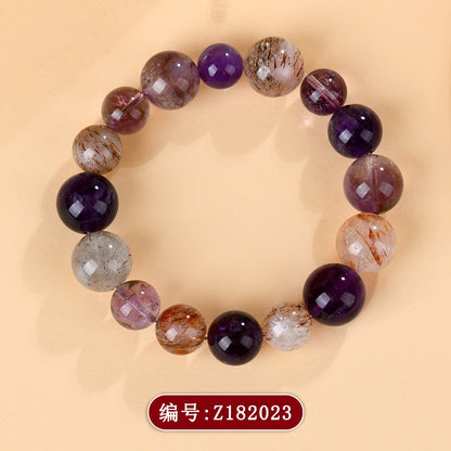 Natural Amethyst Super Seven Purple Planet Bracelet - Elegant Unisex Energy Jewelry for Harmony