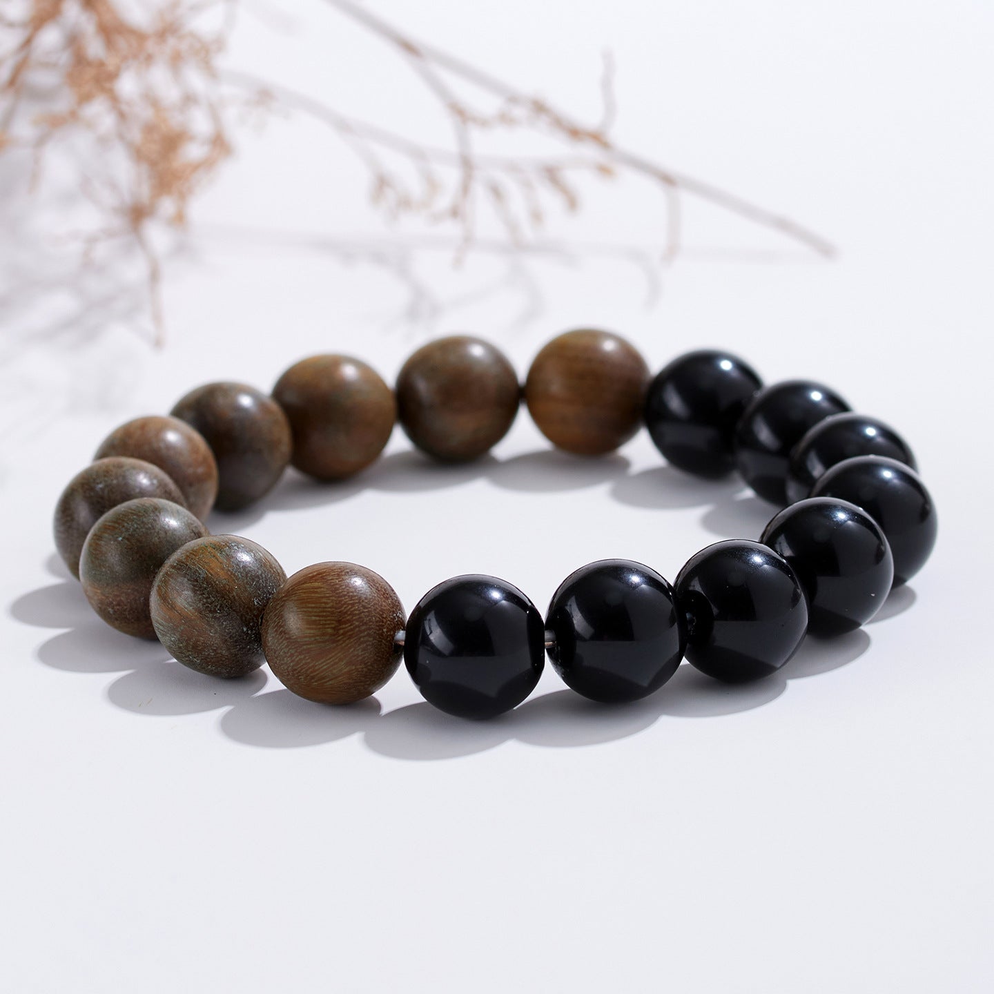 Natural Obsidian Sandalwood Bracelet - Zen Fortune Beads for Harmony & Wealth