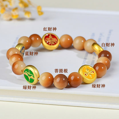 Bodhi Root Five Directions God of Wealth Bracelet | Chinese Style Spiritual Jewelry