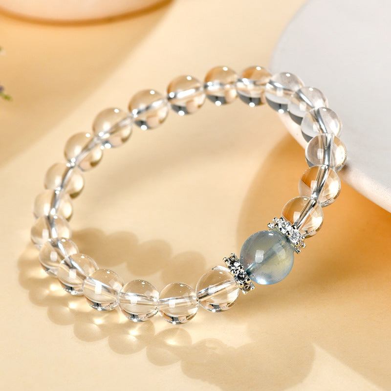 Natural White Crystal Aquamarine Spiritual Bracelet for Women - Harmony & Protection