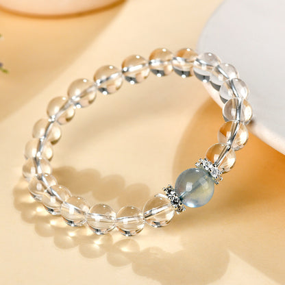 Natural White Crystal Aquamarine Spiritual Bracelet for Women - Harmony & Protection