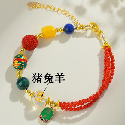 Zodiac Three-Planet Multi-Gemstone Bracelet for Spiritual Protection and Fortune