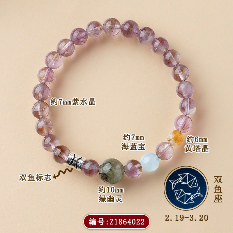 Mystical Natural Crystal Zodiac Bracelet - Cosmic Energy & Spiritual Harmony