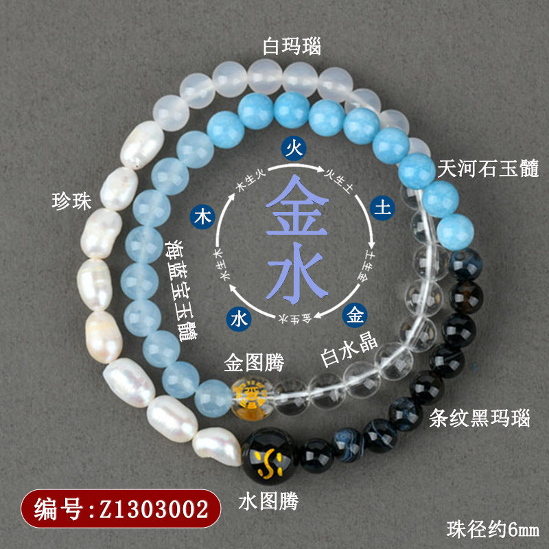 Natural Multi-Gemstone Five Elements Double Circle Bracelet - Balance & Protection Talisman
