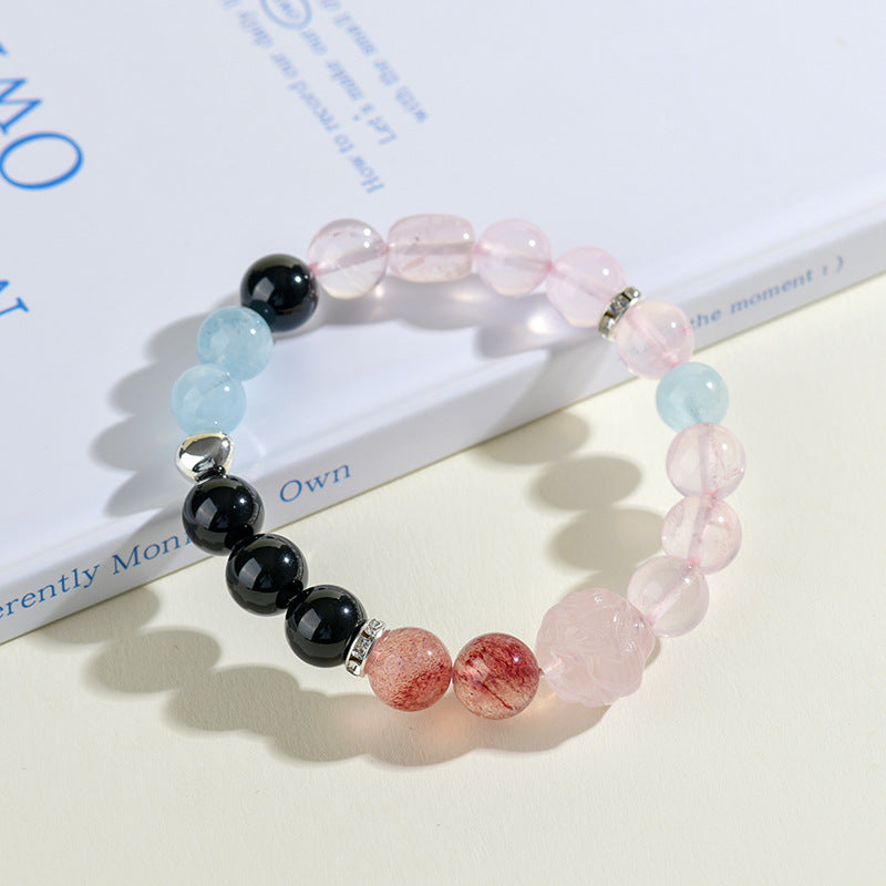 Natural Rose Quartz Aquamarine Scorpio Zodiac Bracelet | Love Harmony Crystal Energy Charm