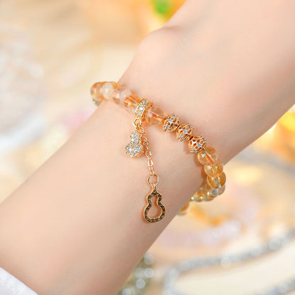 Natural Yellow Pagoda Crystal Fortune Bracelet | Wealth & Luck Charm for Women