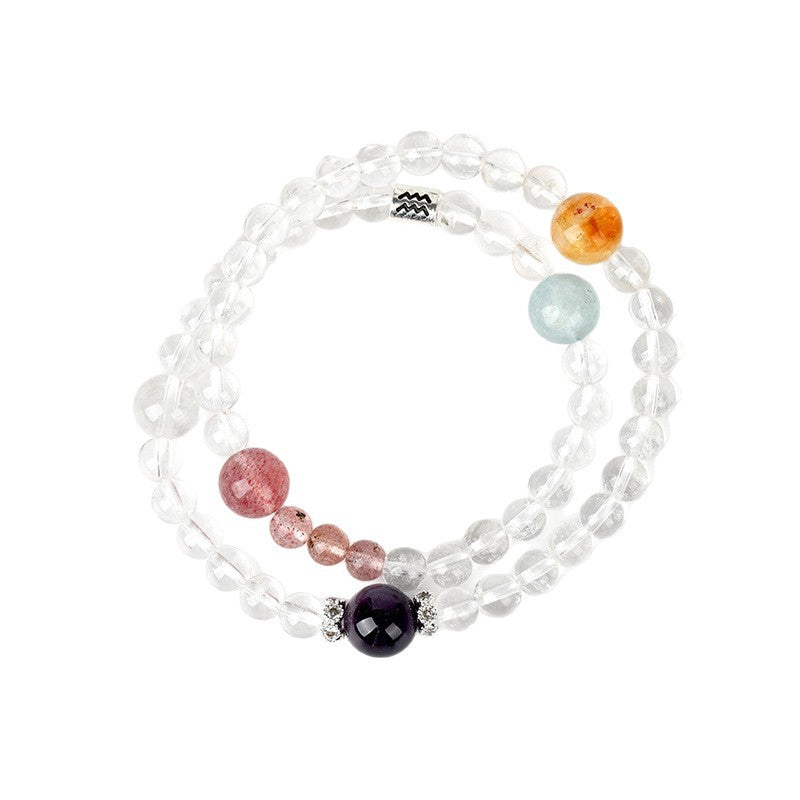 Natural Crystal Zodiac Bracelet | Multi-Gemstone Protection & Luck Charm for Women