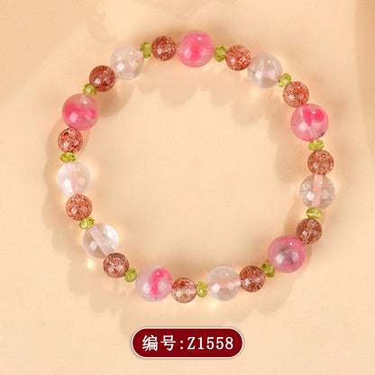 Natural Rose Quartz Crystal Bracelet | Peach Blossom Love Energy for Harmony