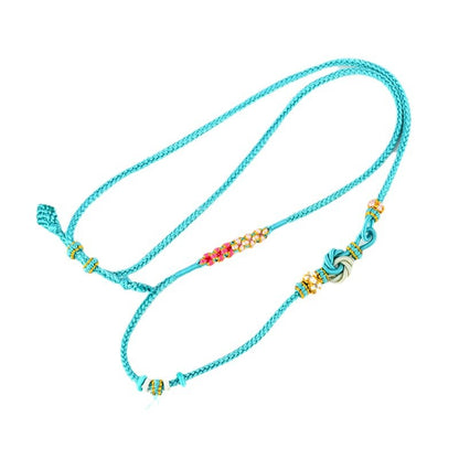 Mandala Knot Peach Blossom Hand-Woven Necklace with Golden Hetian Jade Pendant - Spiritual Harmony Amulet