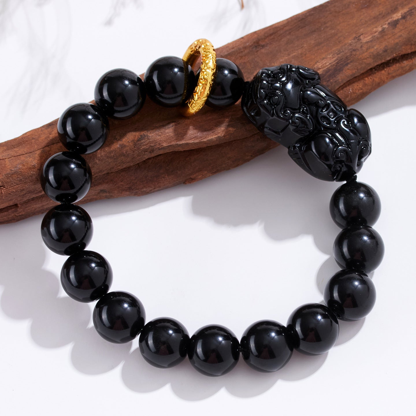Natural Obsidian Pixiu Bracelet - Retro Ethnic Unisex Couple Edition for Wealth and Protection