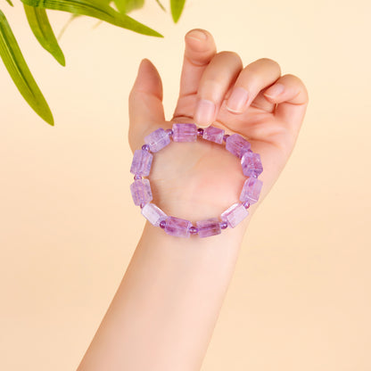 Natural Lavender Amethyst Sugar Cube Bracelet - Romantic Love & Spiritual Harmony for Women