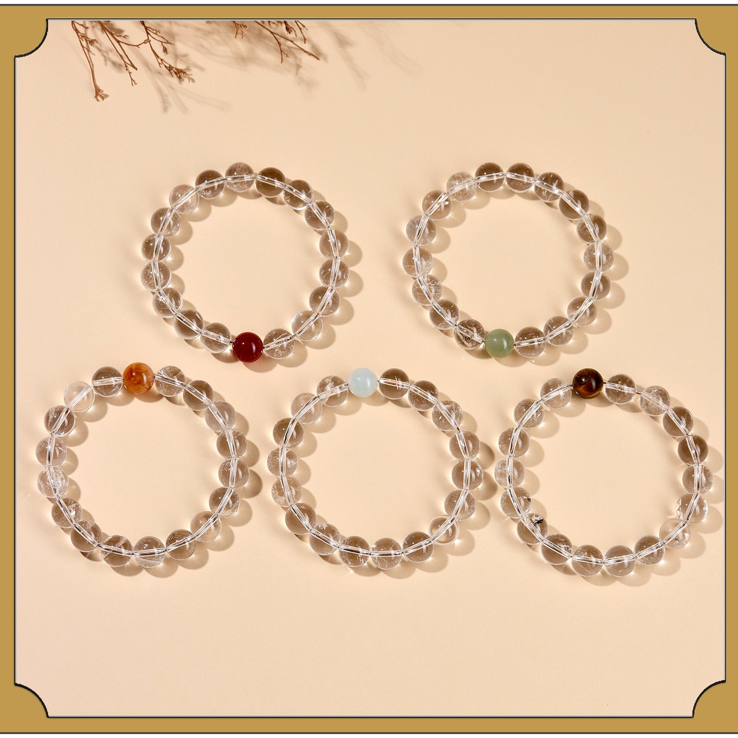 Natural White Crystal Five Elements Balance Bracelet | Harmony for Couples