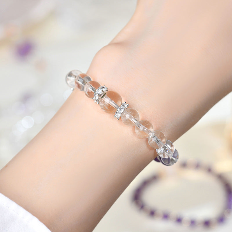 Natural Crystal Tower Bracelet with Amethyst Aquamarine Yellow Quartz for Women