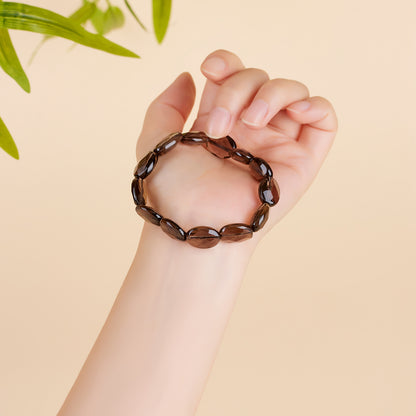 Natural Tea Crystal Oval Faceted Single Loop Bracelet for Women | Spiritual Energy & Protection