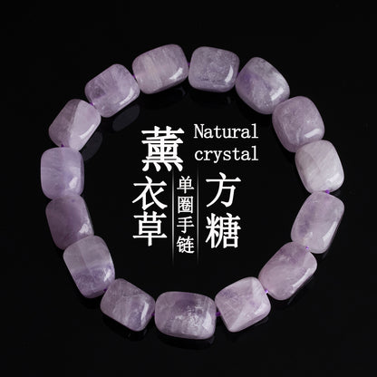 Natural Lavender Amethyst Sugar Cube Bracelet – Spiritual Harmony & Wealth Attraction