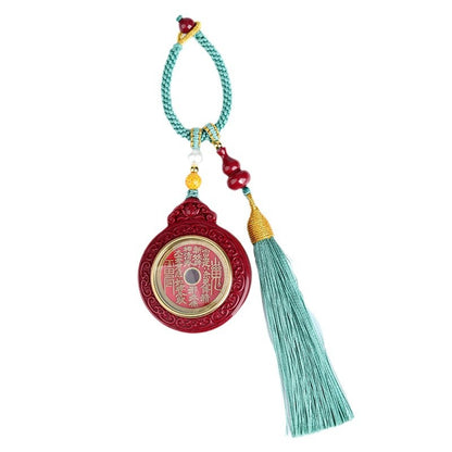 Natural Cinnabar Purple Gold Sand Mountain Ghost Flower Keychain Pendant - Taoist Protection Amulet