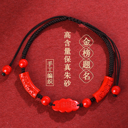 Imperial Red Cinnabar Woven Bracelet - Wealth and Protection Talisman