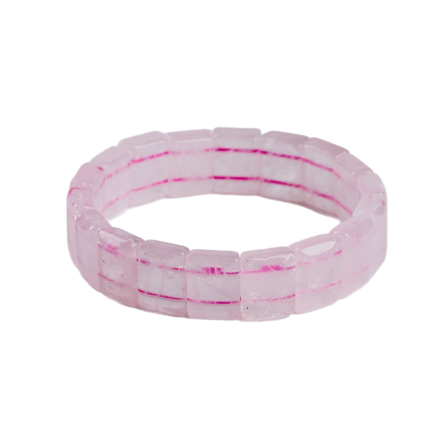 Natural Pink Quartz Crystal Bracelet | Love Harmony Energy Stone Ice Transparent Fashion