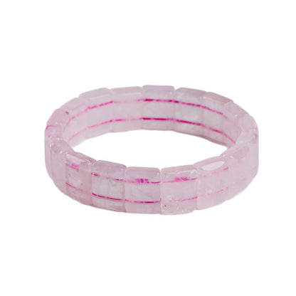 Natural Pink Quartz Crystal Bracelet | Love Harmony Energy Stone Ice Transparent Fashion