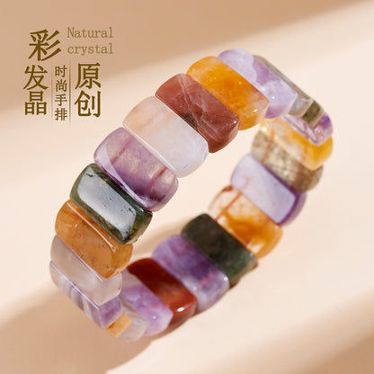 Natural Crystal Colorful Handmade Bracelet - Elegant Women's Feng Shui Energy Jewelry