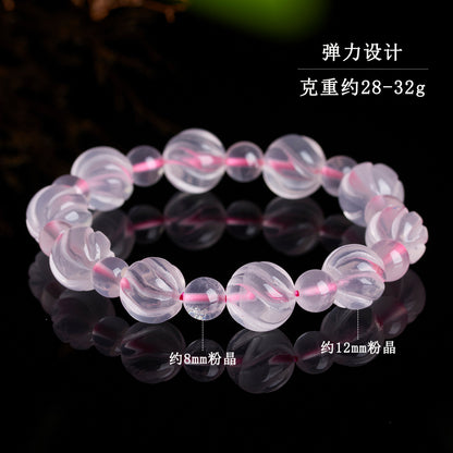 Natural Pink Crystal Bead Bracelet | Rose Quartz Love & Harmony Energy Jewelry