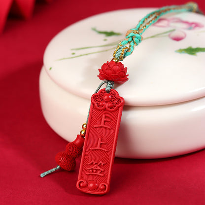 Imperial Red Cinnabar Gourd Pendant - Natural Amulet for Wealth and Protection