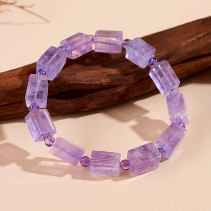 Natural Lavender Amethyst Sugar Cube Bracelet - Romantic Love & Spiritual Harmony for Women