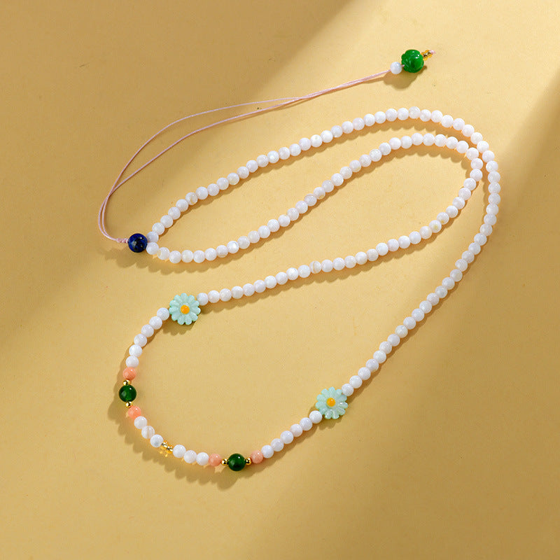 Macaron Candy Color Shell Bead Necklace | Sweet Round and Rice Beads Collarbone Chain