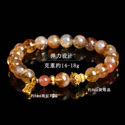 Natural Crystal Yellow Pagoda Southern Red Agate Lucky Bracelet - Women's Fashion Spiritual Jewelry