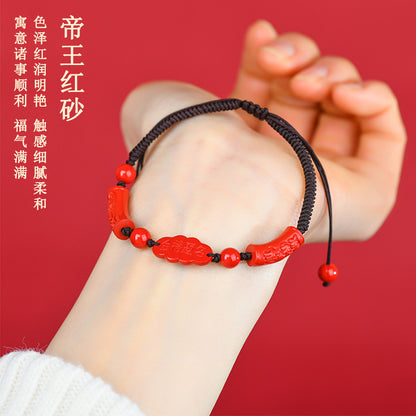 Imperial Red Cinnabar Woven Bracelet - Wealth and Protection Talisman