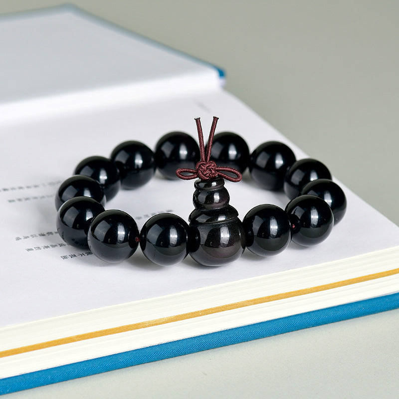 Natural Double Color Eye Obsidian Buddha Beads Bracelet - Spiritual Protection for Couples