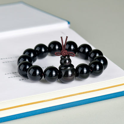 Natural Double Color Eye Obsidian Buddha Beads Bracelet - Spiritual Protection for Couples