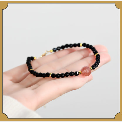 Natural Crystal Black Spinel Multi-Gem Adjustable Bracelet for Women - Mystical Protection & Elegance